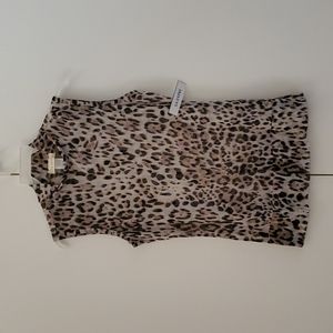 Mesh 100%poly leopard print beige ground brown skin Sleeveless top